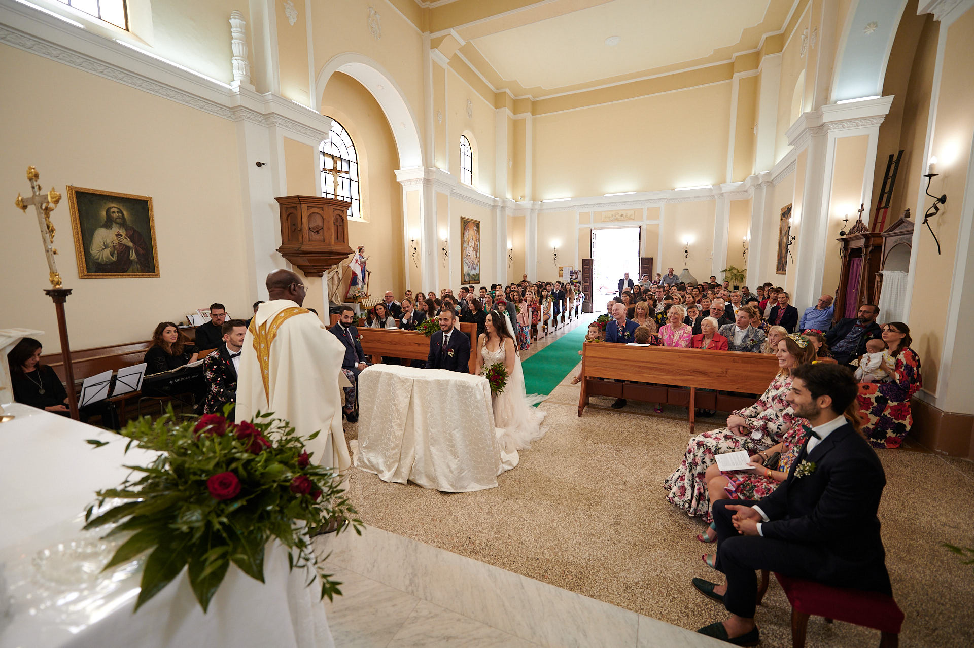 Plan général de l'église avec les mariés